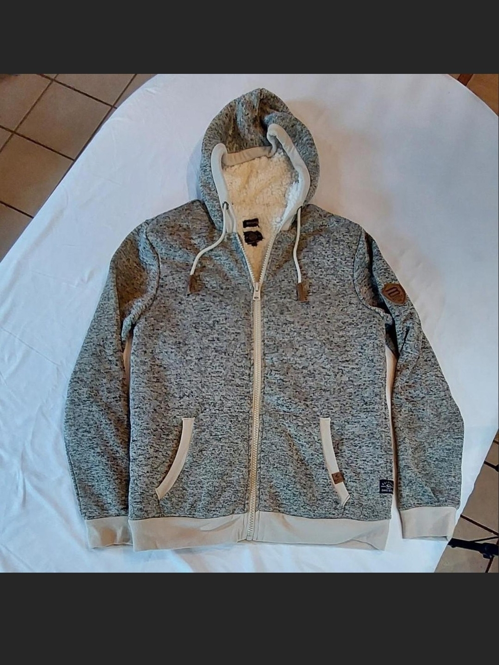 Buffalo David Bitton Men's Full-Zip Sherpa-Lined Hoodie Gray M